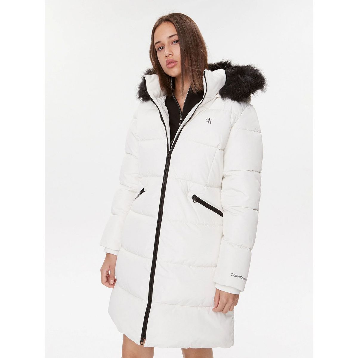 CALVIN KLEIN - Parka Larga Faux Fur Blanco Calvin Klein