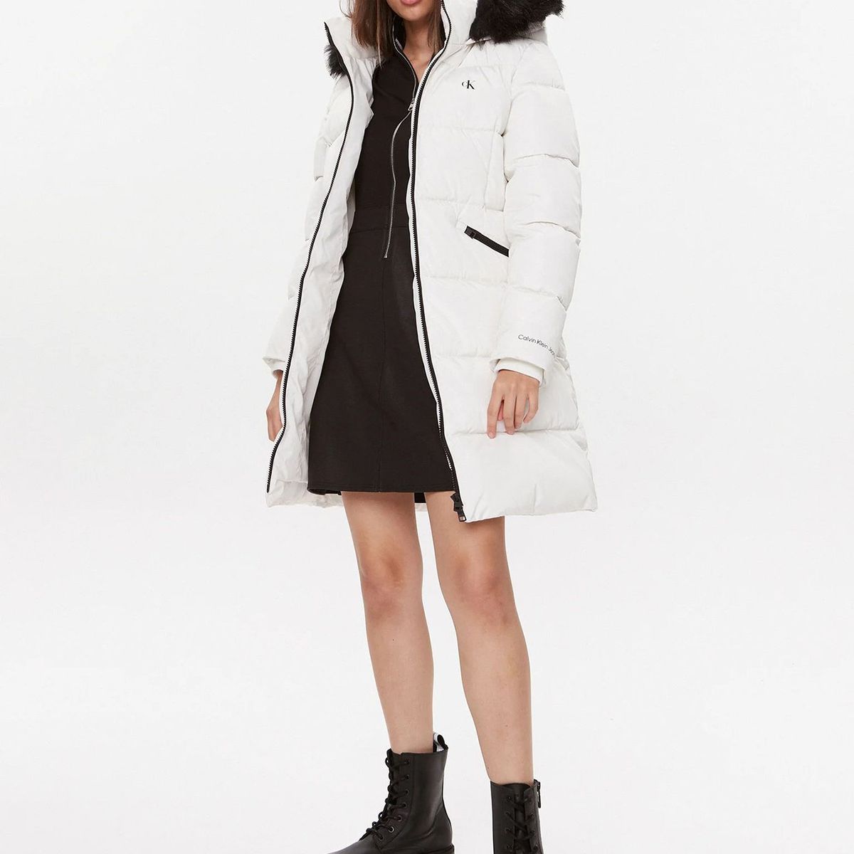 CALVIN KLEIN - Parka Larga Faux Fur Blanco Calvin Klein