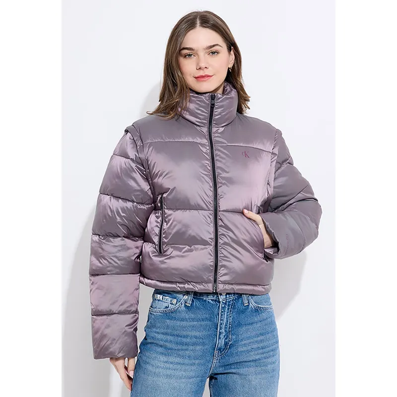 CALVIN KLEIN - Parka Removable Sleeve Morado Calvin Klein