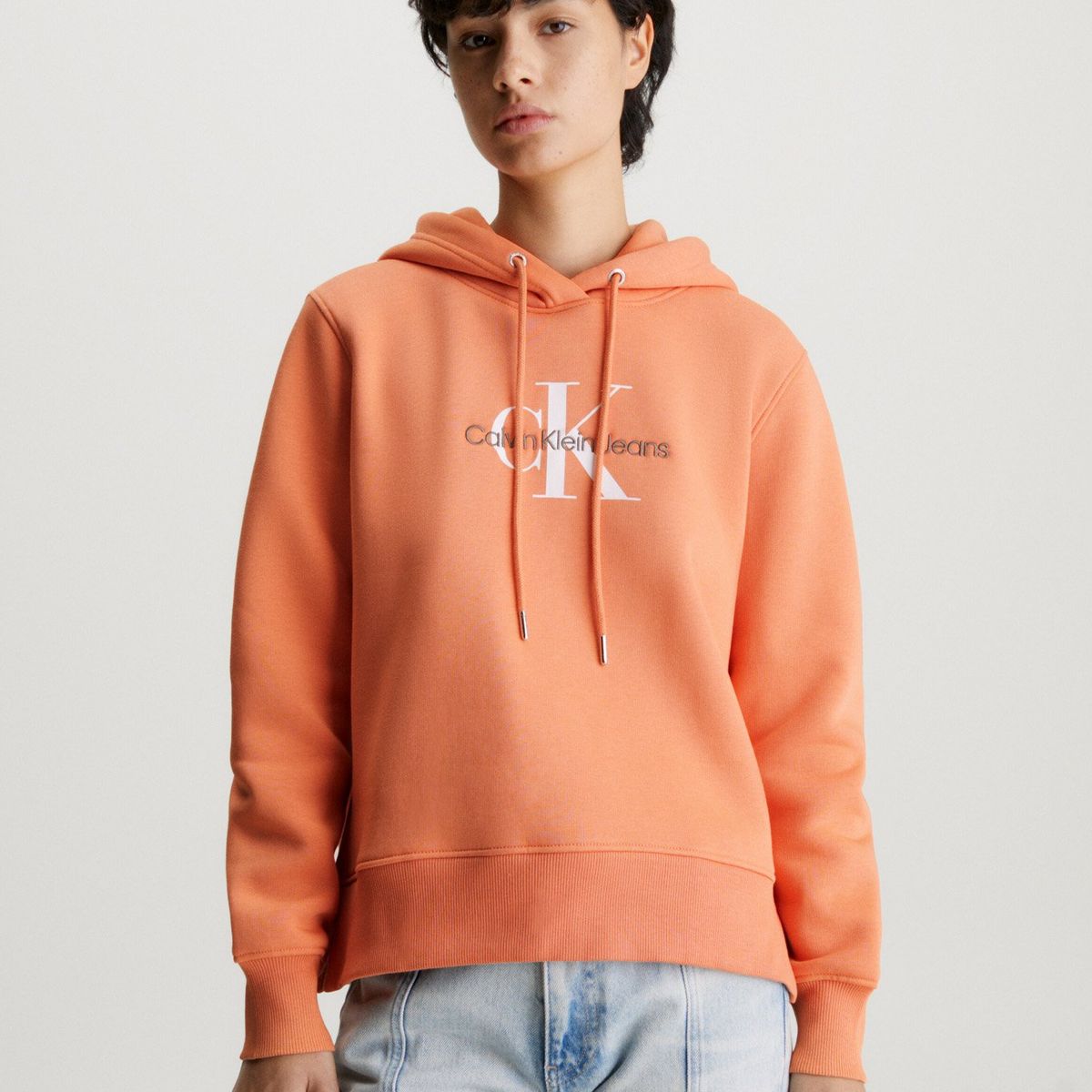 CALVIN KLEIN - Polerón con Gorro Archival  Naranja Calvin Klein