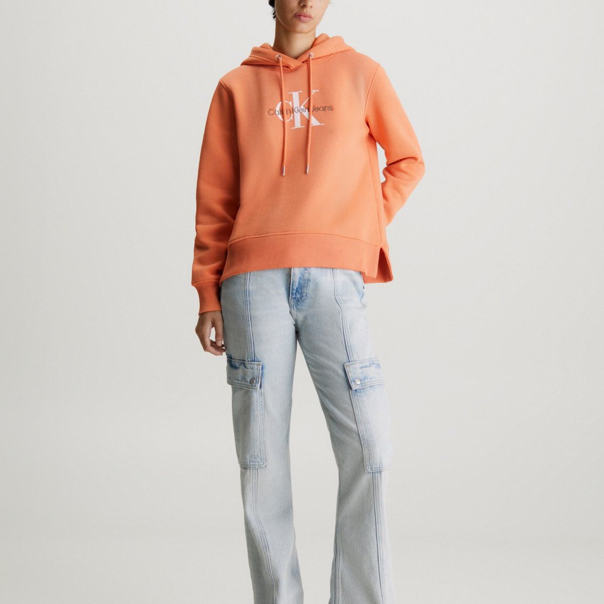 CALVIN KLEIN - Polerón con Gorro Archival  Naranja Calvin Klein