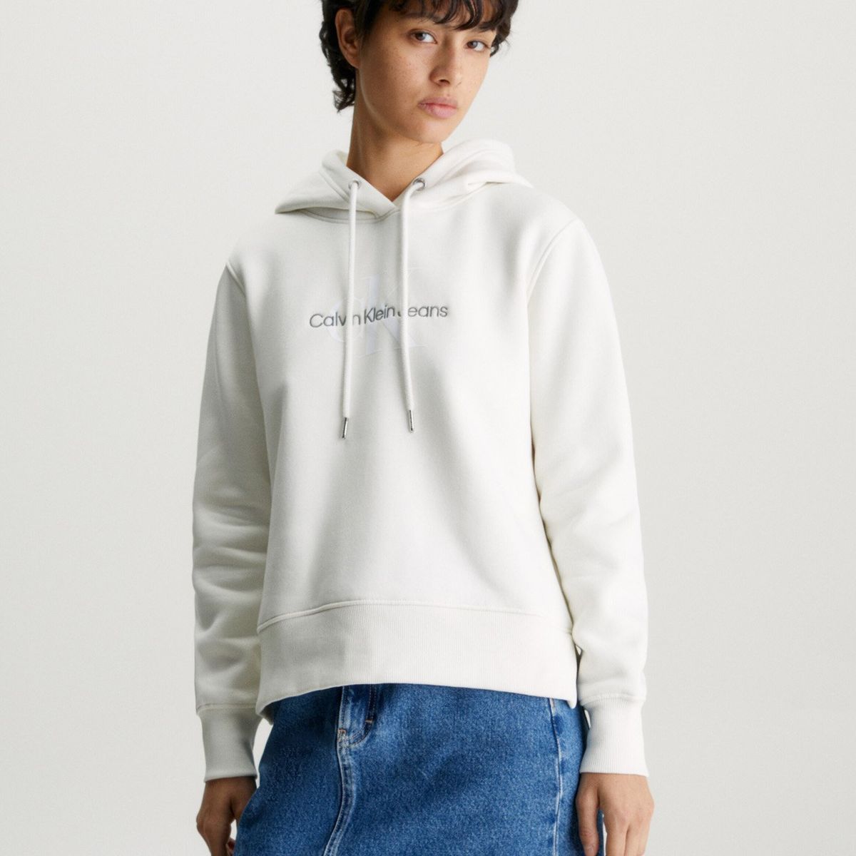 CALVIN KLEIN - Polerón con Gorro Archival  Blanco Calvin Klein