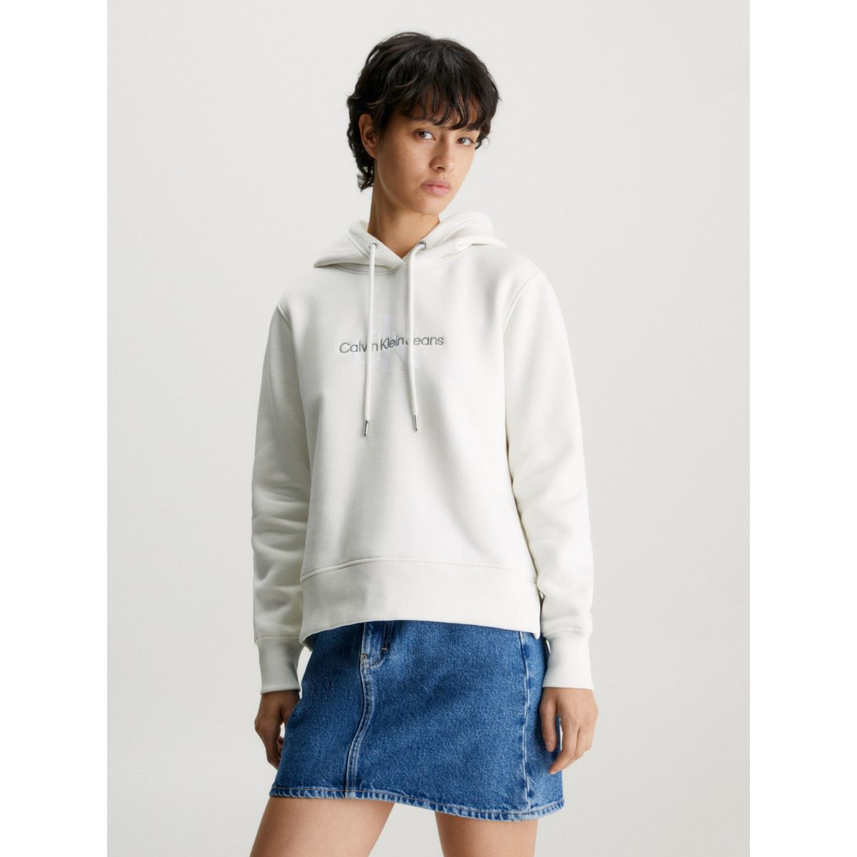 CALVIN KLEIN - Polerón con Gorro Archival  Blanco Calvin Klein