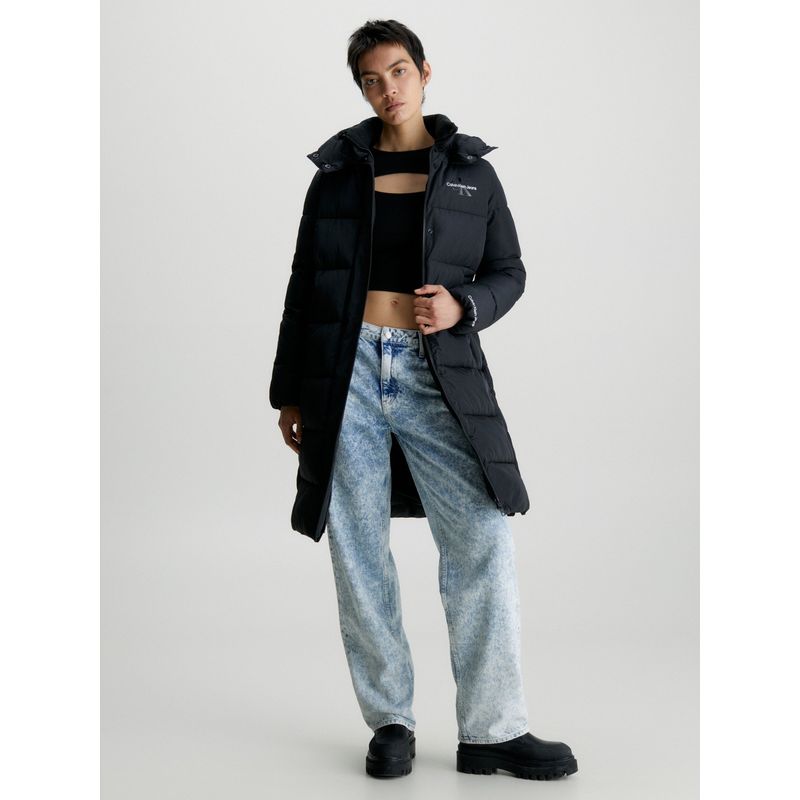 CALVIN KLEIN - Parka Larga Monologo Non Down Negro Calvin Klein