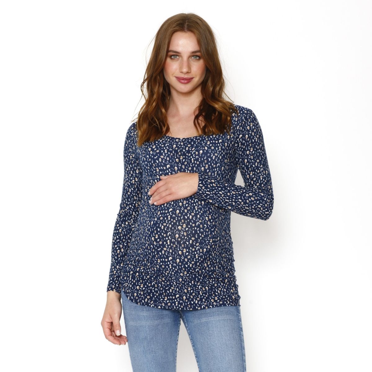 NALA - Polera Maternal Básica Manchitas Azul Nala Maternity