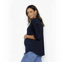 NALA - Polera Maternal Manga Codo Azul Marino Maternity