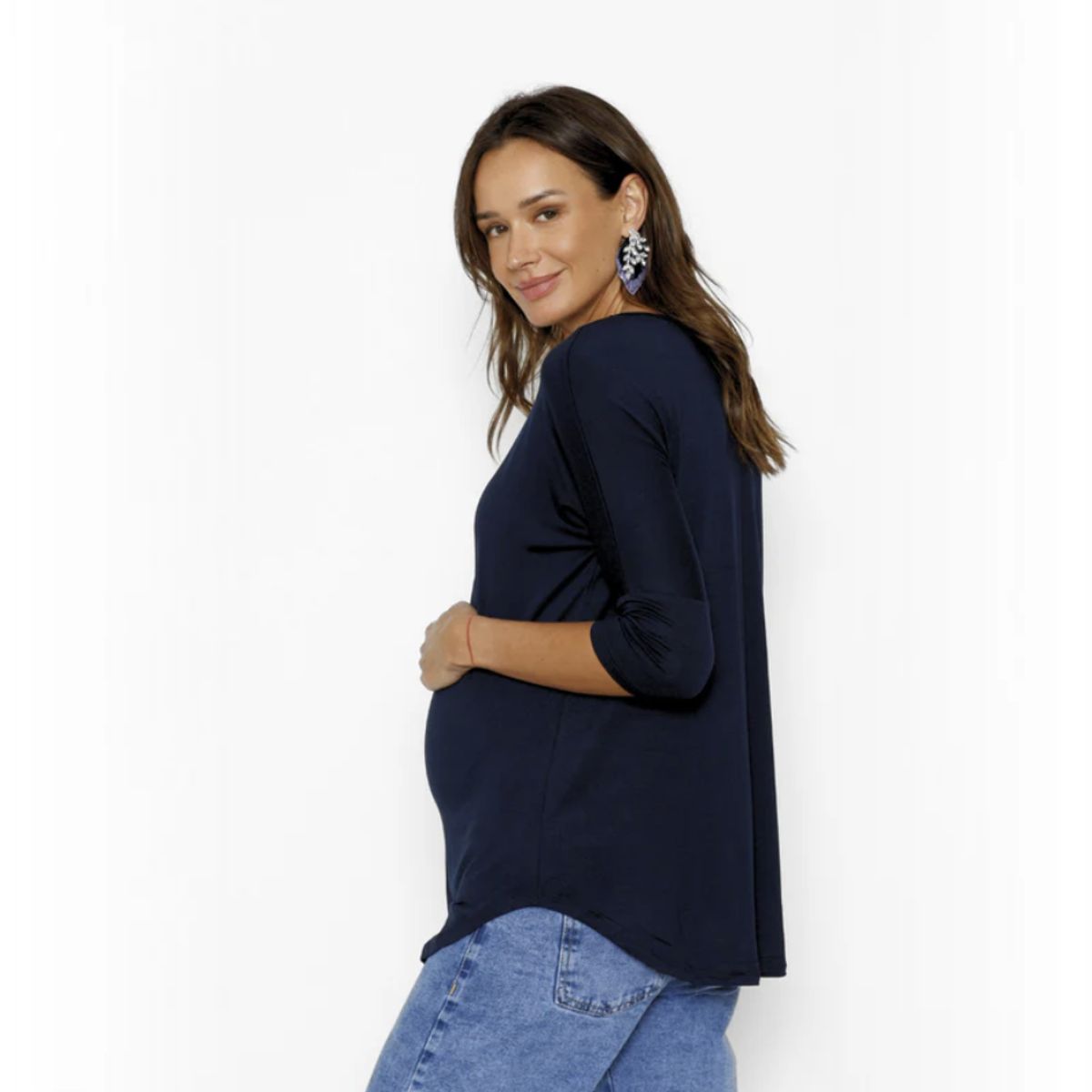 NALA - Polera Maternal Manga Codo Azul Marino Nala Maternity