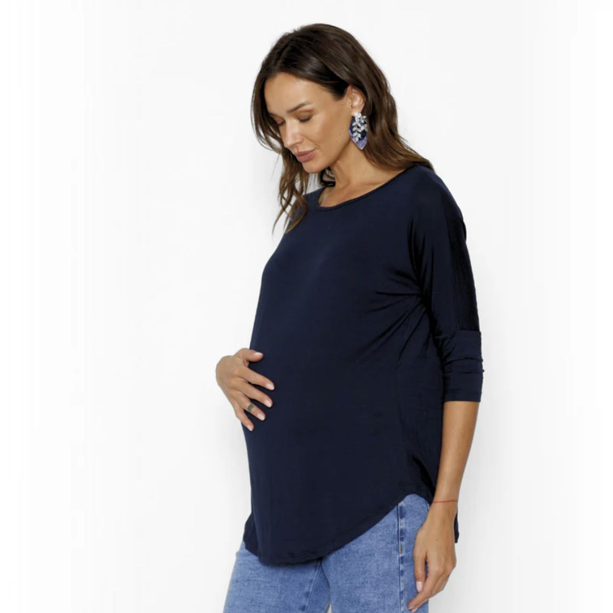 NALA - Polera Maternal Manga Codo Azul Marino Nala Maternity
