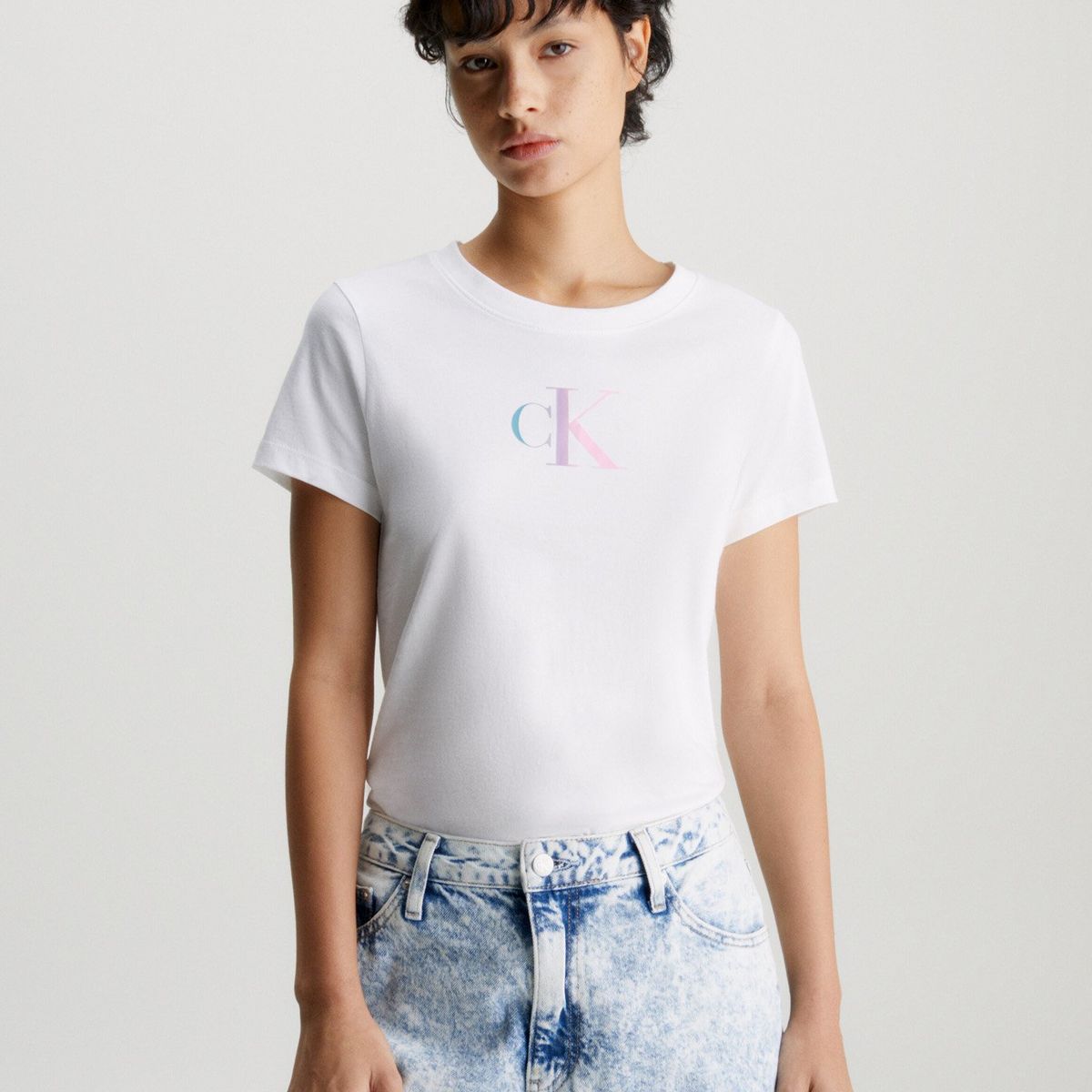 CALVIN KLEIN - Polera Gradient Ck Blanco Calvin Klein