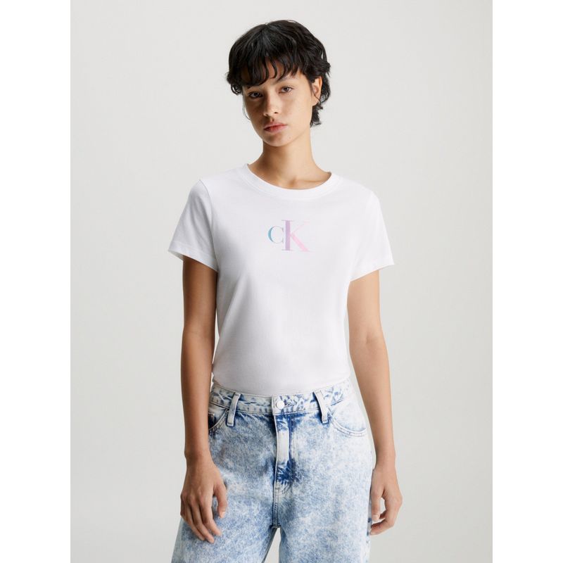 CALVIN KLEIN - Polera Gradient Ck Blanco Calvin Klein