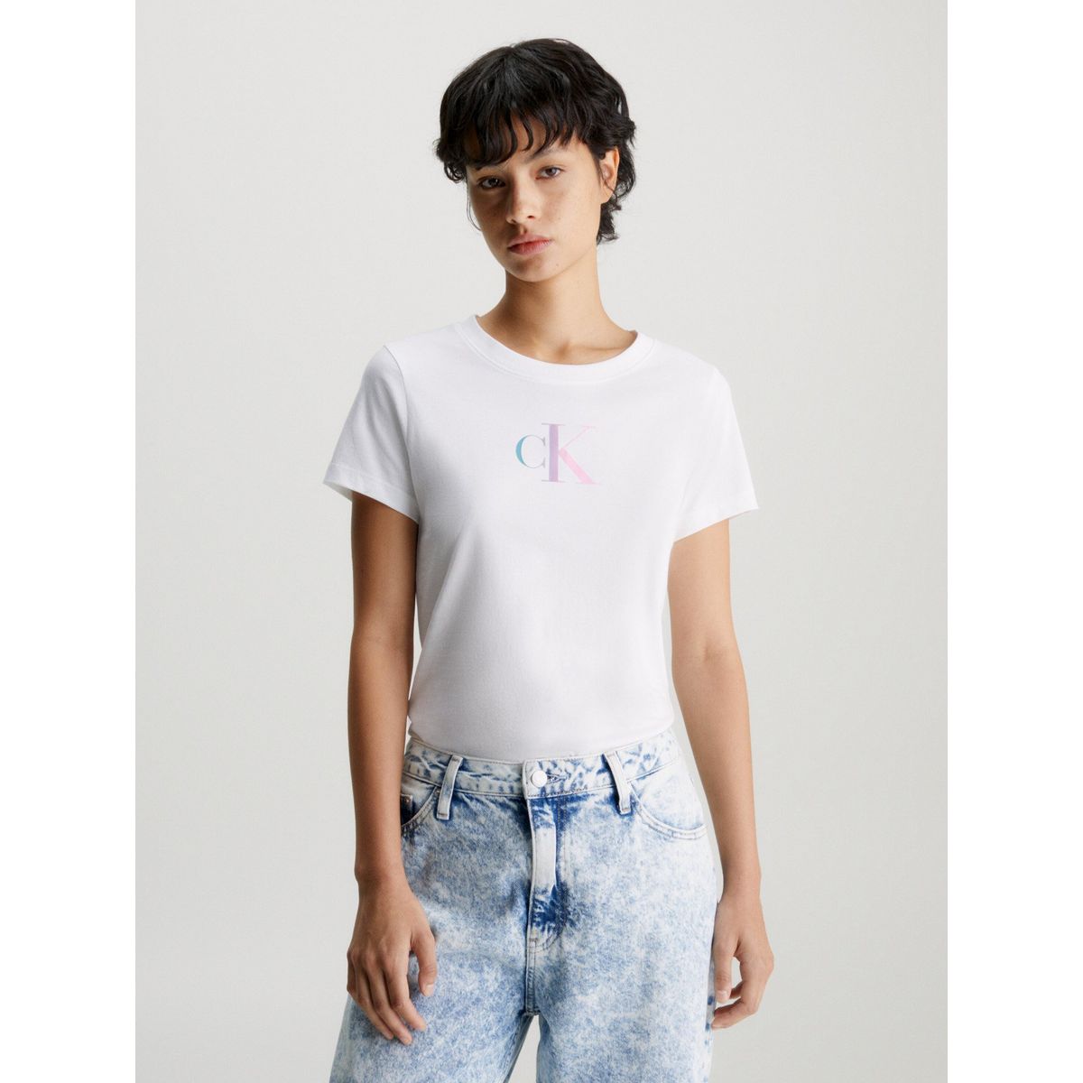 CALVIN KLEIN - Polera Gradient Ck Blanco Calvin Klein