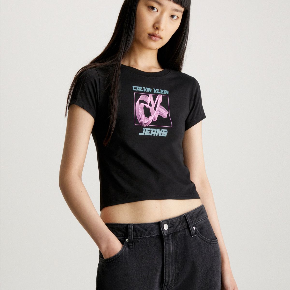 CALVIN KLEIN - Polera Hyper Real Negro Calvin Klein