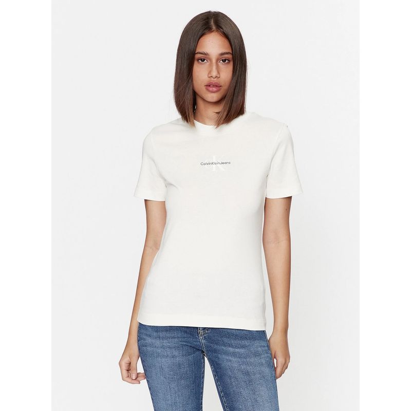 CALVIN KLEIN - Polera Monologo Slim Fit Blanco Calvin Klein