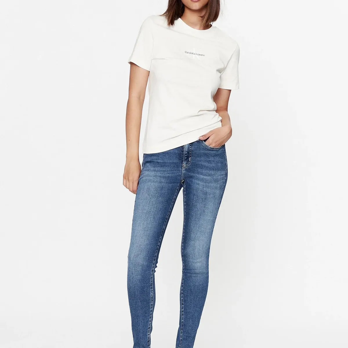 CALVIN KLEIN - Polera Monologo Slim Fit Blanco Calvin Klein