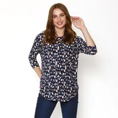 NALA - Polera Maternal Manga Codo Brocha Índigo Maternity