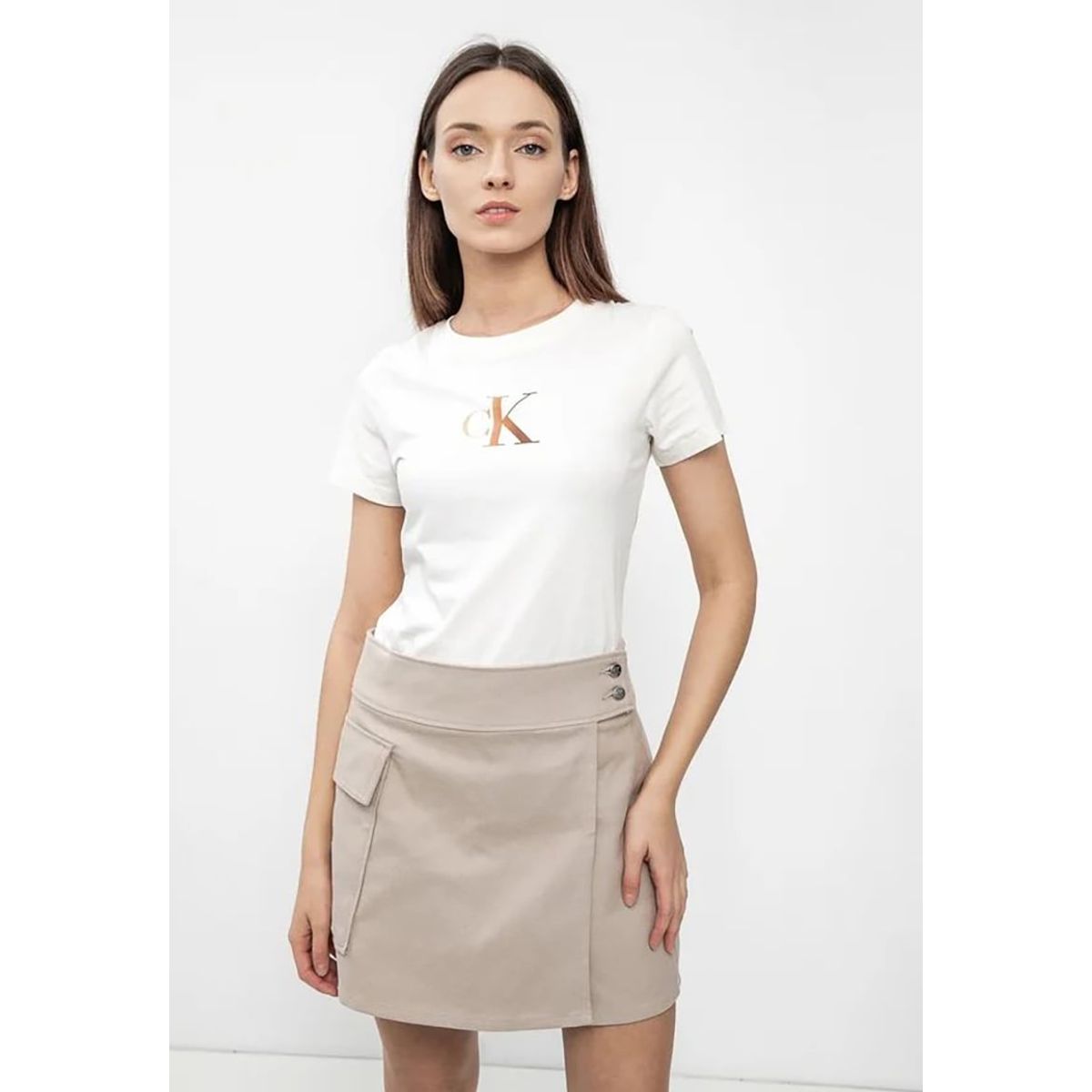 CALVIN KLEIN - Polera Gradient Ck Blanco Calvin Klein