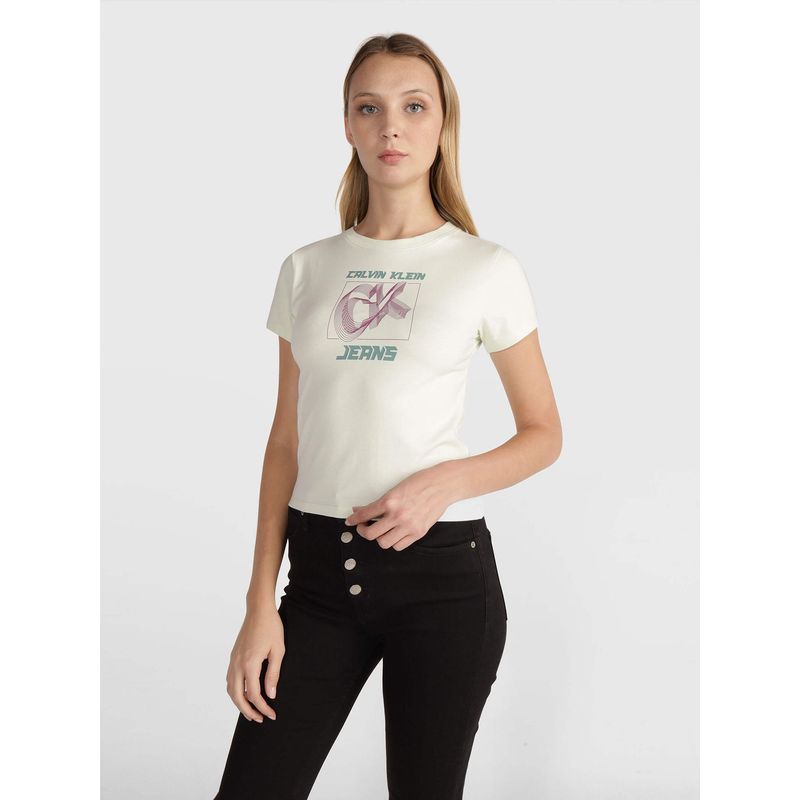 CALVIN KLEIN - Polera Hyper Real Verde Calvin Klein