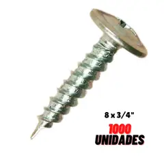 GENERICO - Tornillo Cabeza De Lenteja 8 x 3/4 Punta Fina 1000 UND