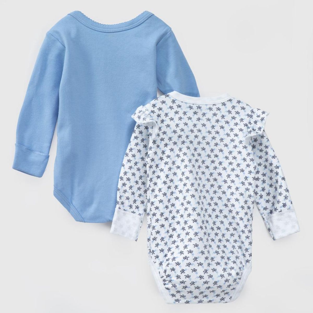 COYOTE KIDS - Pack body blanco celeste hojas algodón peruano - Celeste