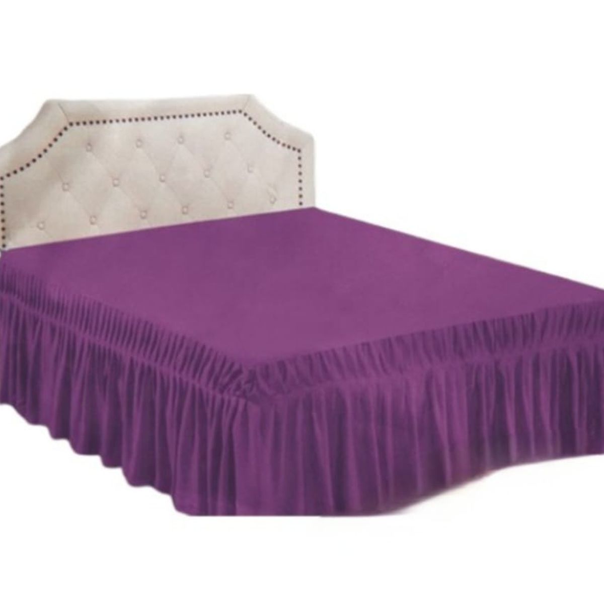 GENERICO - Faldón de cama - Faldones para base cama King MORADO