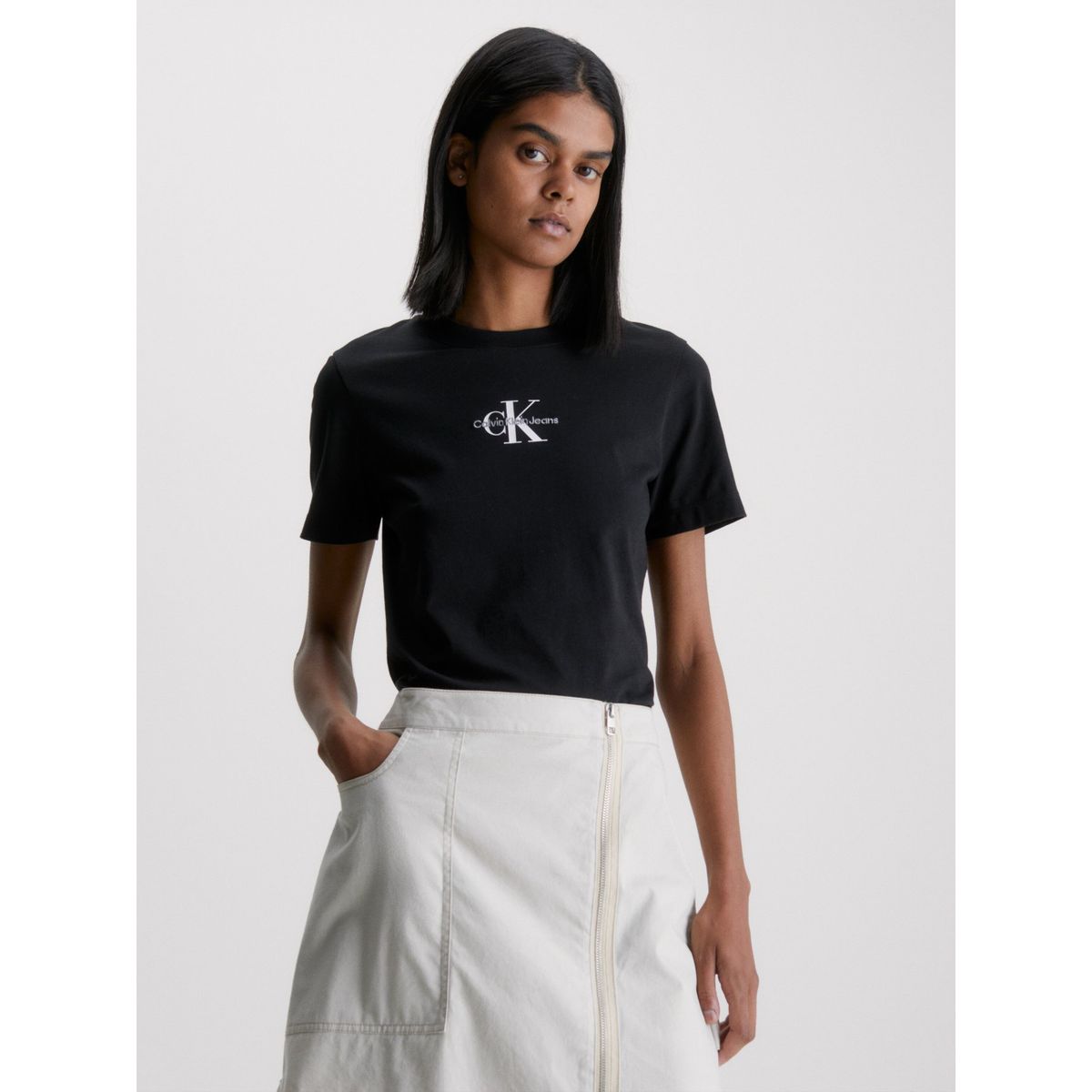 CALVIN KLEIN - Polera Monologo Slim Fit Negro Calvin Klein