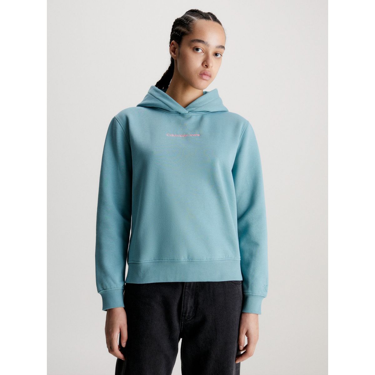 CALVIN KLEIN - Polerón con Gorro Institutional Regular Verde Calvin Klein