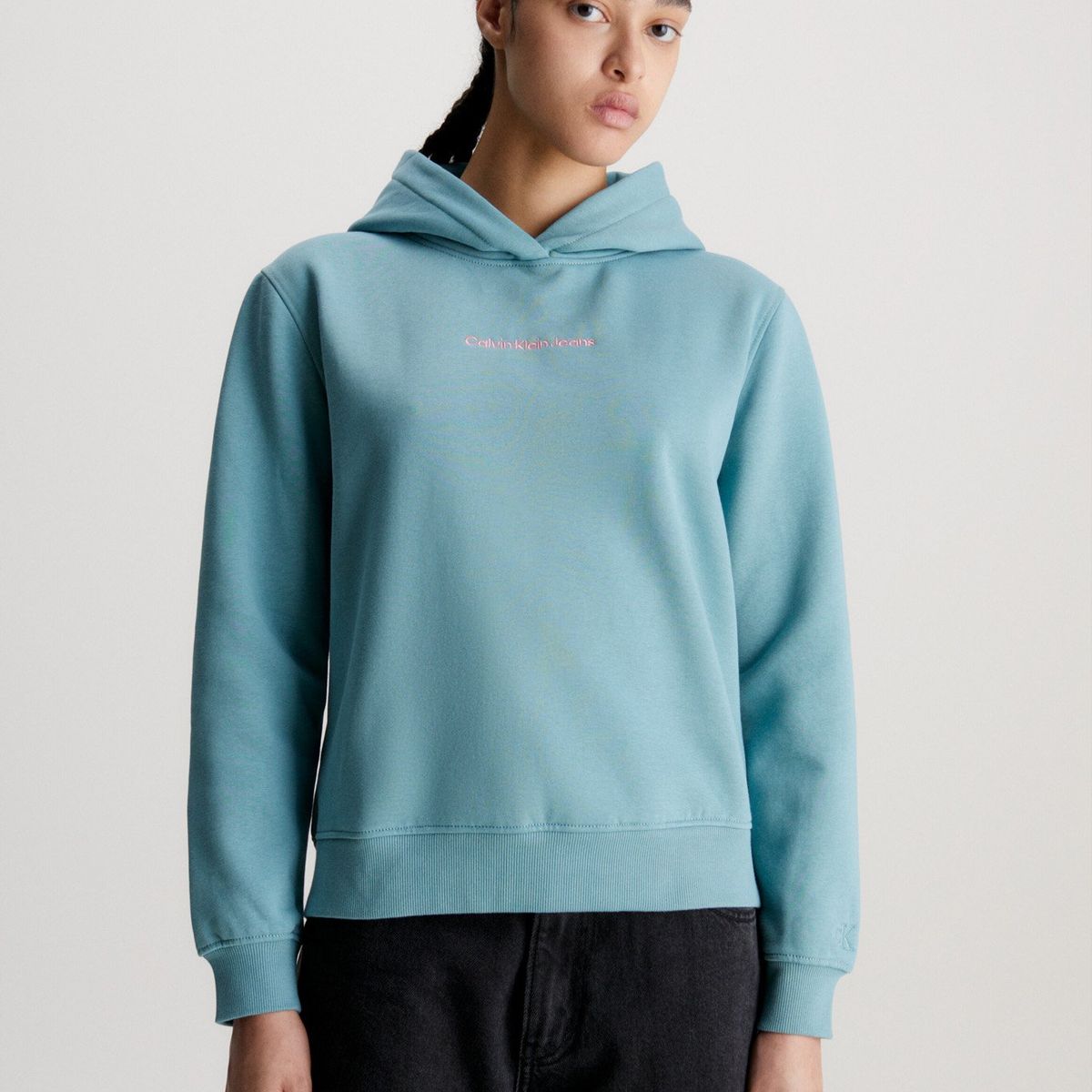 CALVIN KLEIN - Polerón con Gorro Institutional Regular Verde Calvin Klein