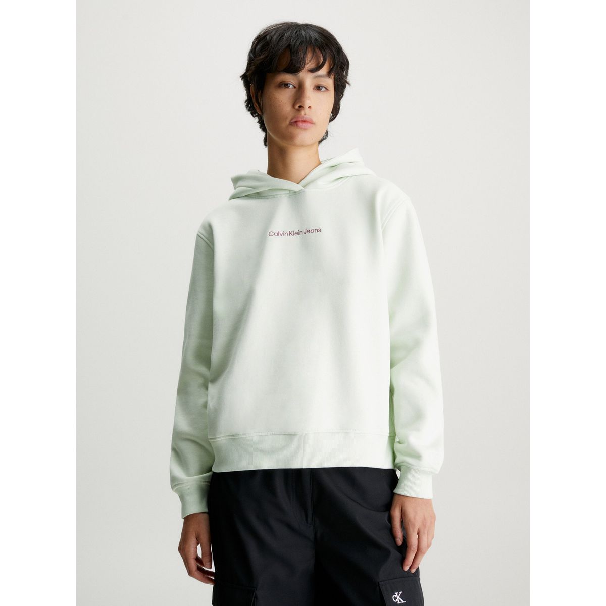 CALVIN KLEIN - Polerón con Gorro Institutional Regular Verde Calvin Klein