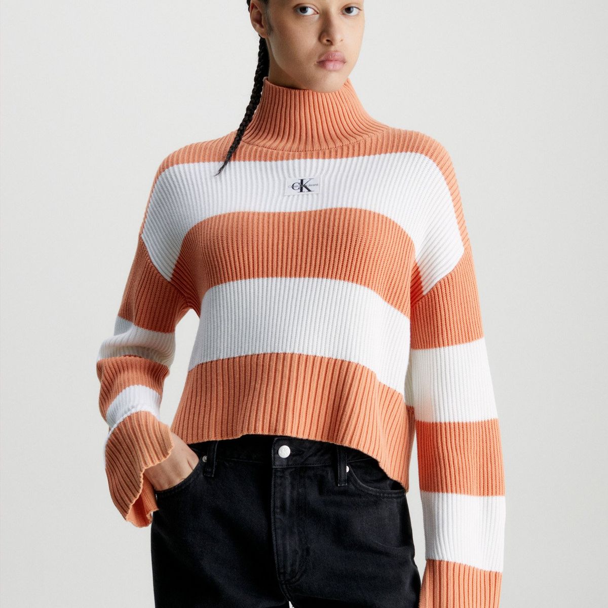CALVIN KLEIN - Sweater Label Chunky Naranja Calvin Klein