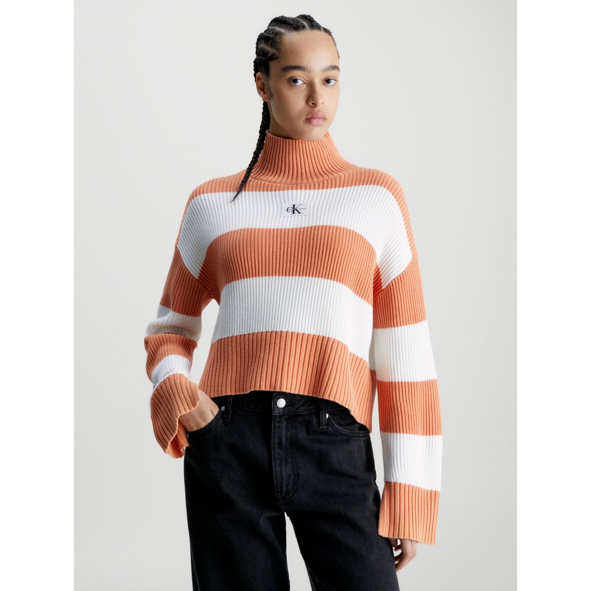 CALVIN KLEIN - Sweater Label Chunky Naranja Calvin Klein