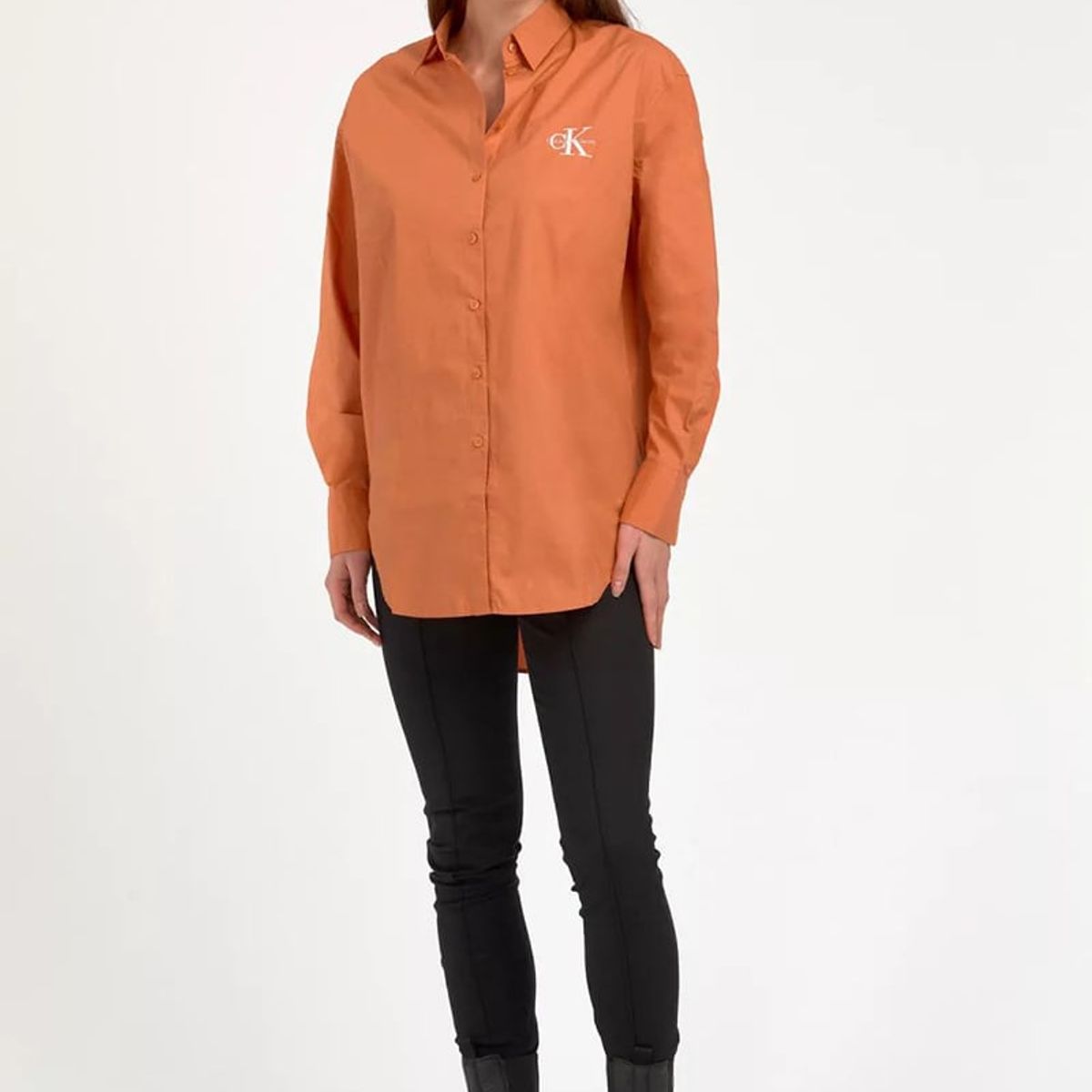 CALVIN KLEIN - Camisa Oversize Loose Monologo Naranja Calvin Klein