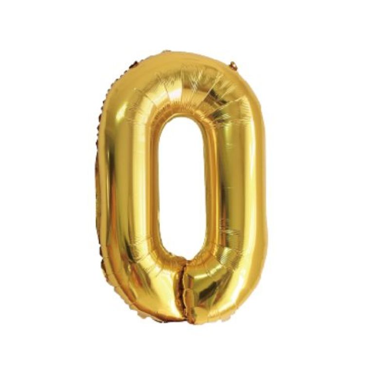 GENERICO - Globos Diseño Numero 0 Color Dorado 80 Cm