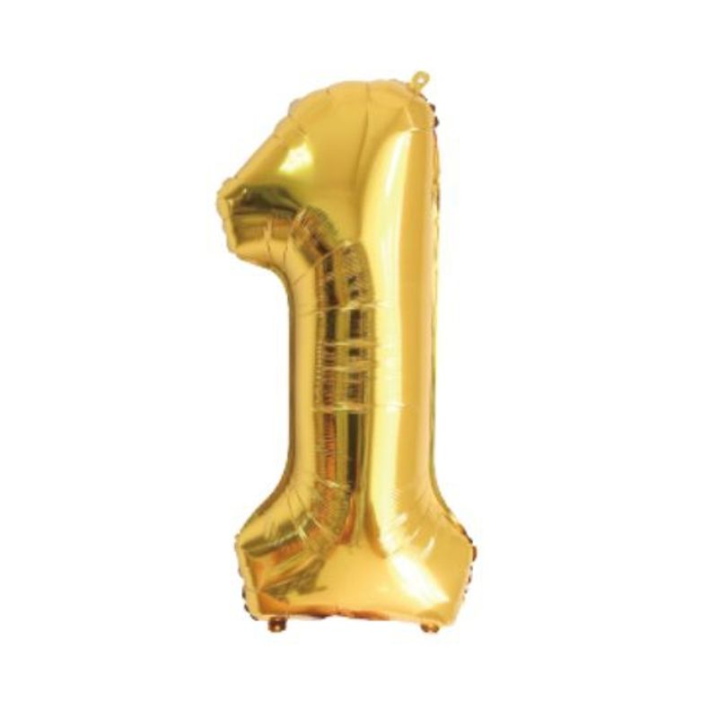 GENERICO - Globos Diseño Numero 1 Color Dorado 80 Cm