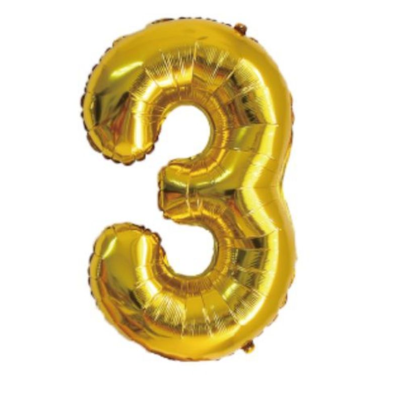GENERICO - Globos Diseño Numero 3 Color Dorado 80 Cm