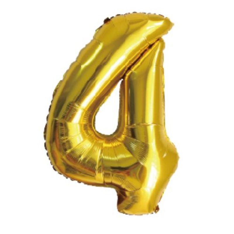 GENERICO - Globos Diseño Numero 4 Color Dorado 80 Cm