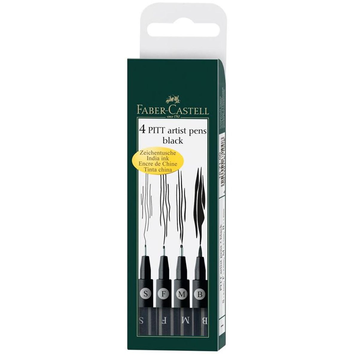 FABER-CASTELL - Rotuladores Faber-Castell Negro 4 puntas Pitt Artist Pen