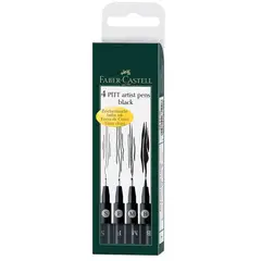 FABER-CASTELL - Rotuladores Negro 4 puntas Pitt Artist Pen
