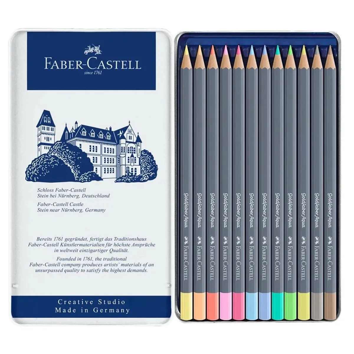 FABER-CASTELL - Lápices Acuarelables Faber-Castell Goldfaber Aqua 12 Pastel