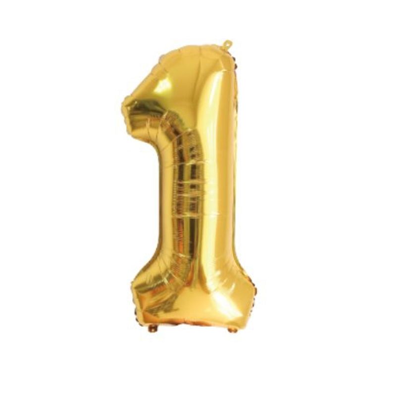 GENERICO - Globos Diseño Numero 1 Color Dorado 40 Cm
