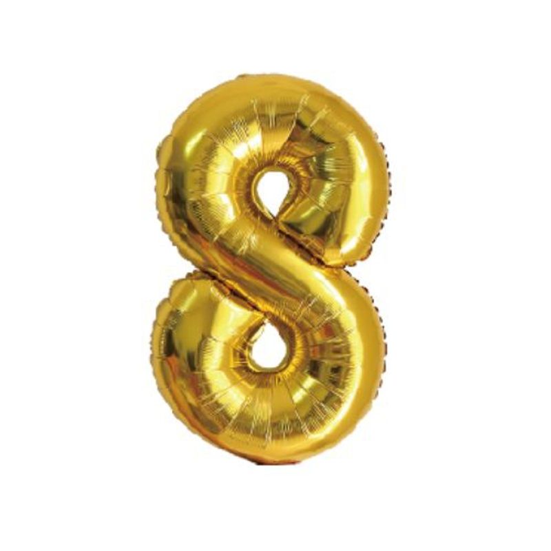 GENERICO - Globos Diseño Numero 8 Color Dorado 40 Cm