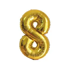 GENERICO - Globos Diseño Numero 8 Color Dorado 40 Cm