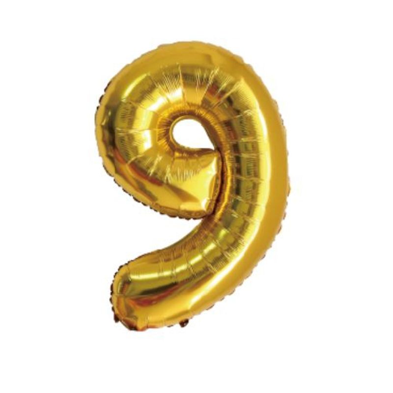 GENERICO - Globos Diseño Numero 9 Color Dorado 40 Cm