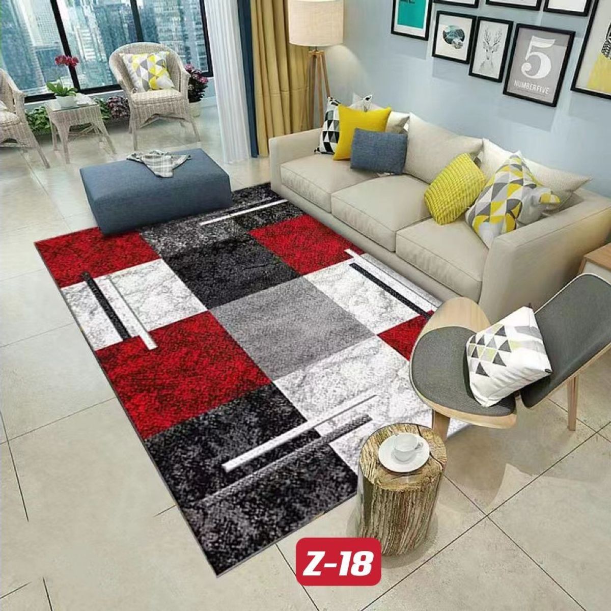 GENERICO - ALFOMBRA PARA LIVING 160x200 CON DISEÑO EN ROJO MARIA