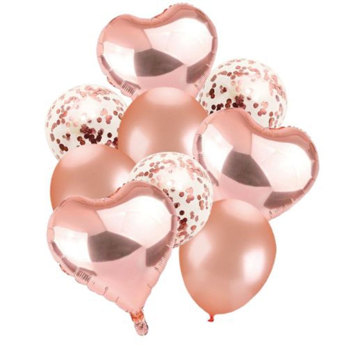 GENERICO - Globos Corazon Redondo Color Oro Rosa 9 Unidades