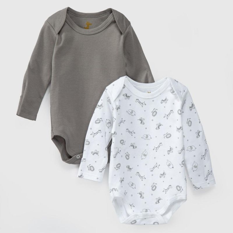 COYOTE KIDS - Pack body blanco gris safari algodón peruano - Gris