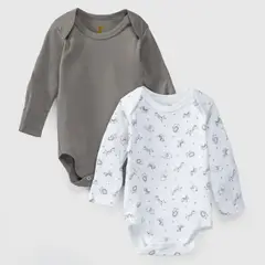 COYOTE KIDS - Pack body blanco gris safari algodón peruano - Gris