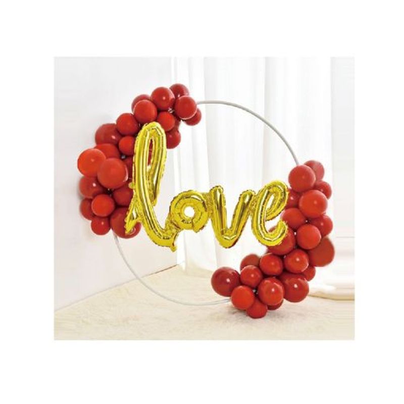 GENERICO - Globo Circular Color Dorado Rojo Love