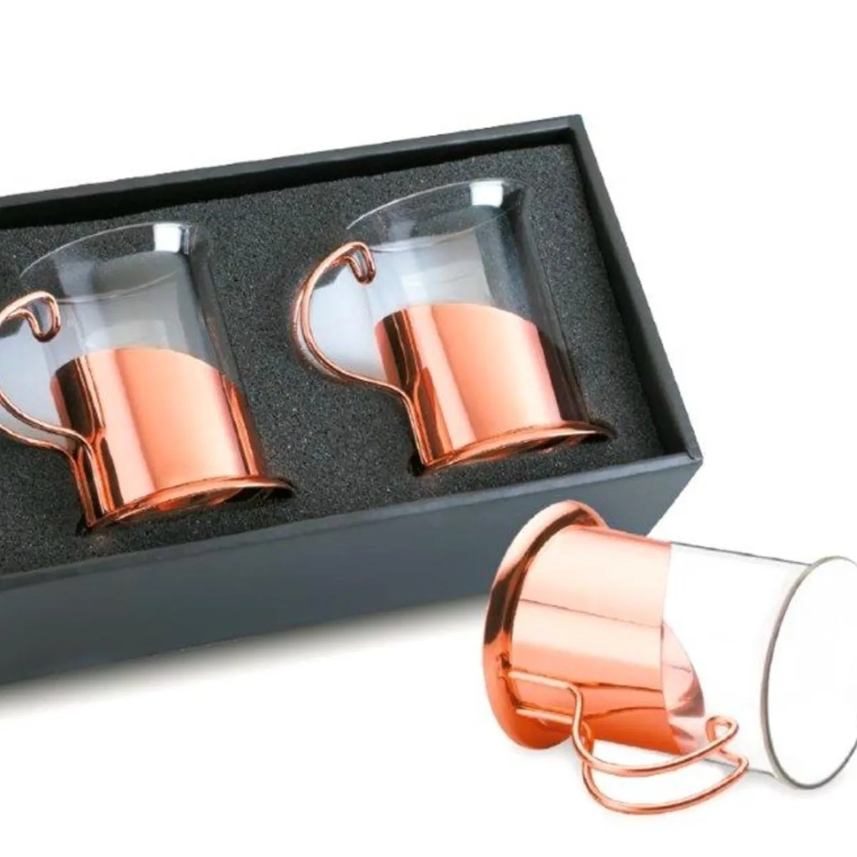 GENERICO - Set de 2 tazas de café cobre