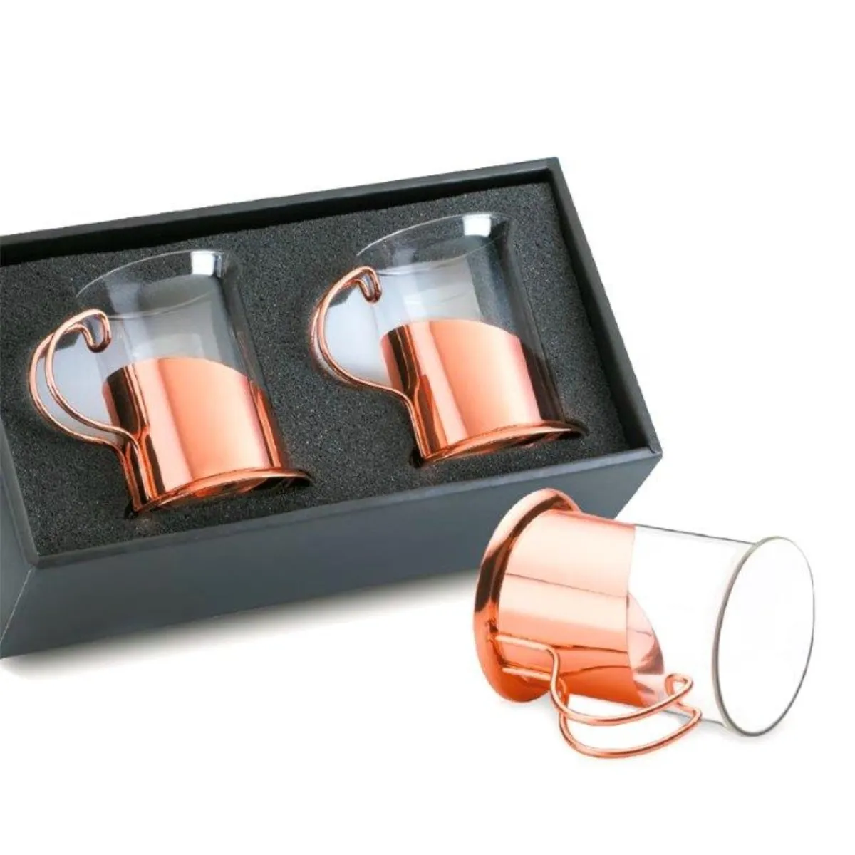 GENERICO - Set de 2 tazas de café cobre