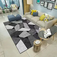 GENERICO - ALFOMBRA DISEÑO GEOMETRICO EN GRIS 160X200cm MARIA